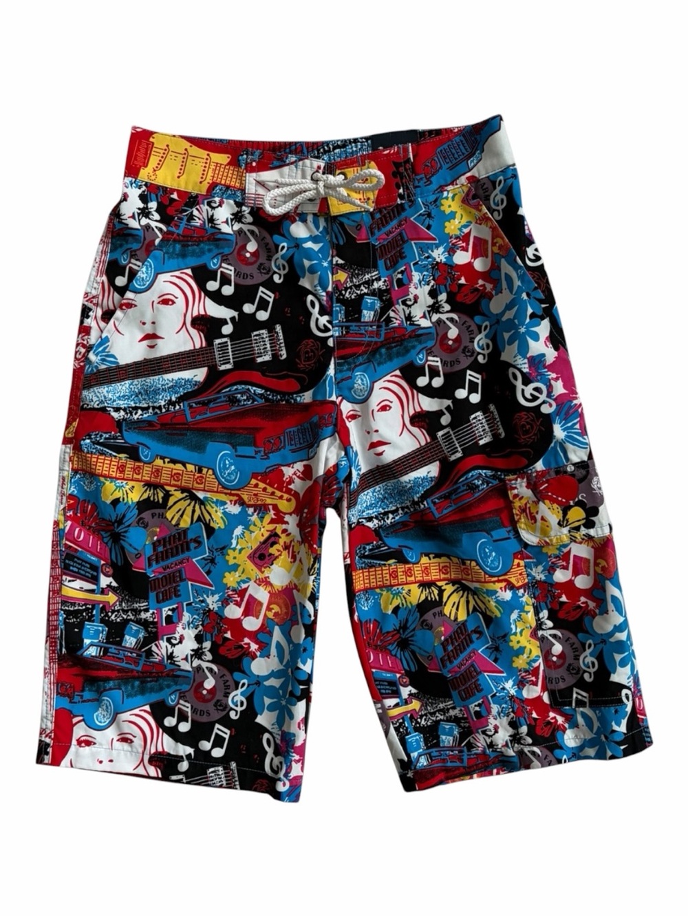 NWT Phat Farm Boys Board Shorts Size 10 Multicolor Graphic Surf Swim Trunks Y2K